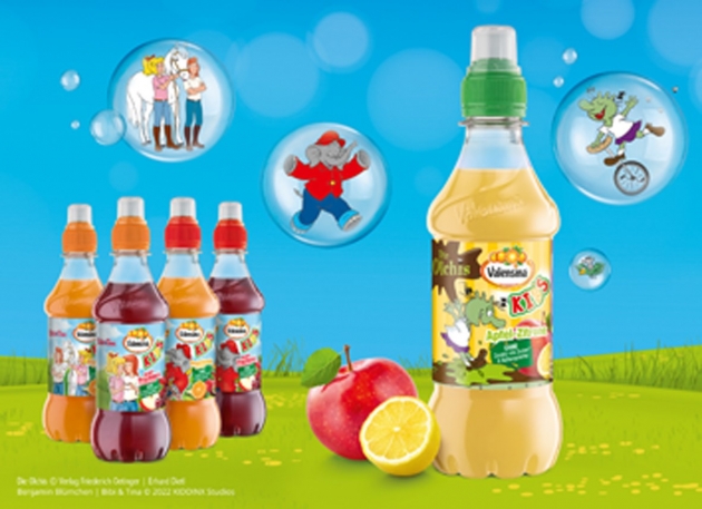 Valensina: Neue Kids-Sorte 'Apfel-Zitrone' mit den Olchis - Quelle: Valensina GmbH